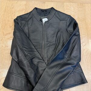 Elegant Black Leather Jacket for Women